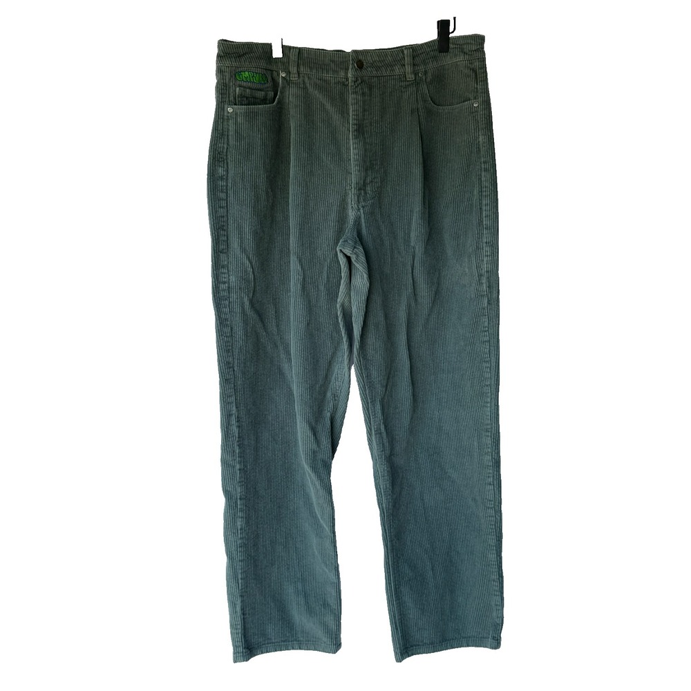 Empyre Tori Corduroy Pants Womens XL Green Baggy Skate‎ Gorpcore Wide Leg Y2K